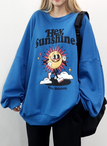 헤이샤인 오버핏 맨투맨 티셔츠 SUP02